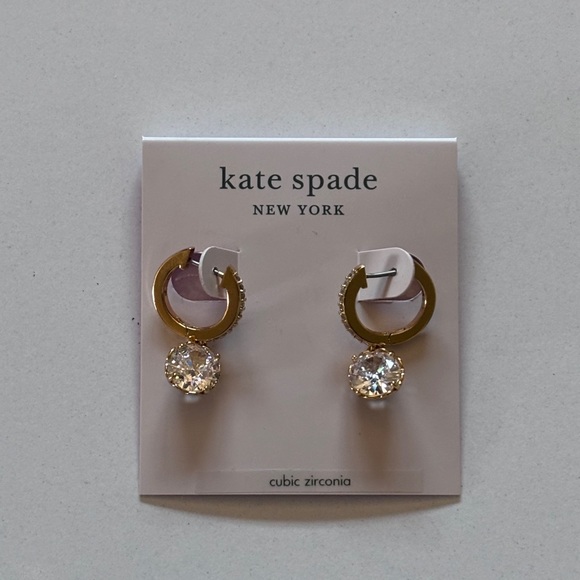 Kate Spade New York Gold Cubic Zirconia Drop Earrings - Picture 2 of 3